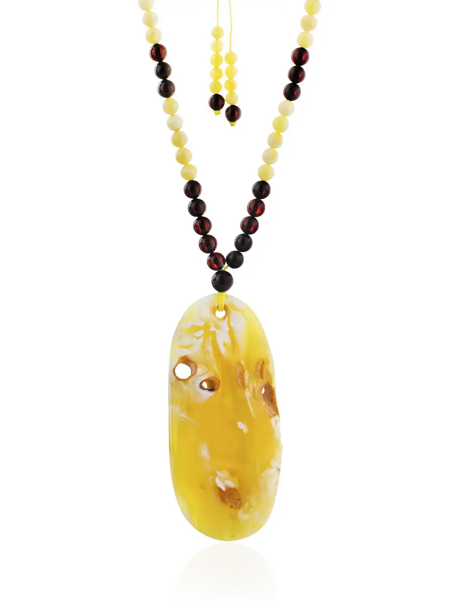 картинка Красивое ожерелье из натурального балтийского янтаря с природной текстурой «Лаура» в онлайн магазине