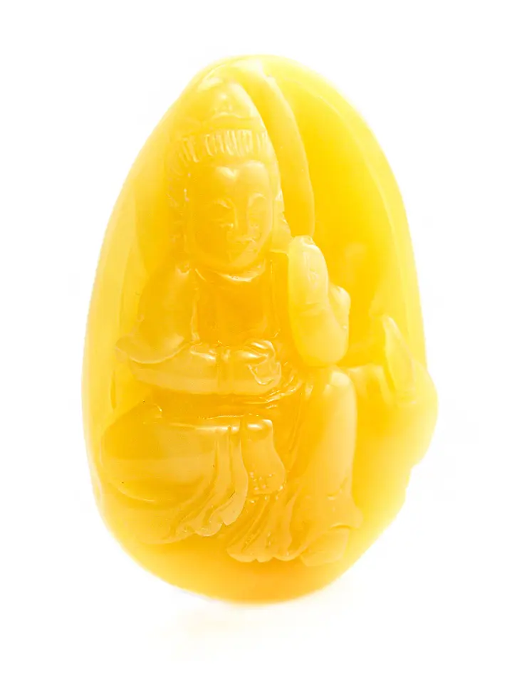картинка Сувенирная резьба из янтаря медового цвета «Будда» в онлайн магазине