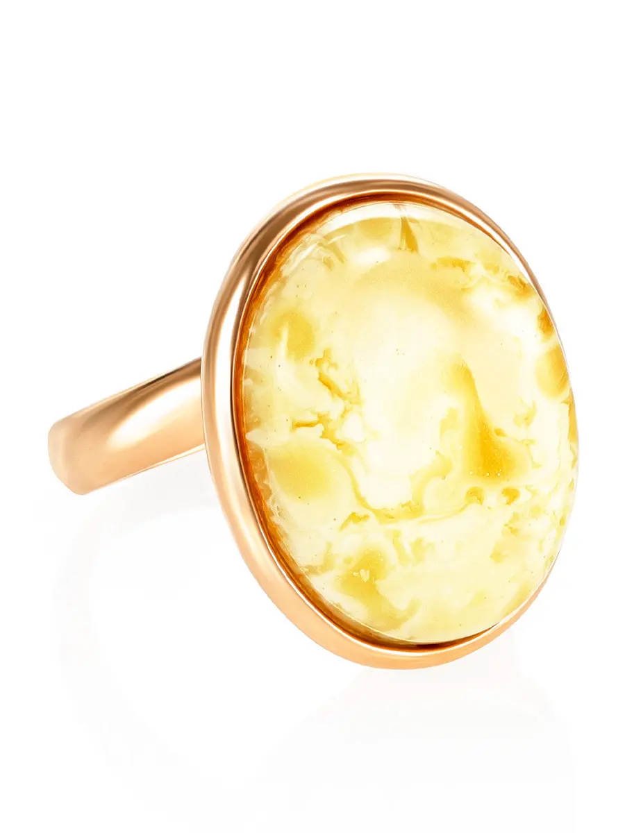 картинка Овальное кольцо из натурального пейзажного янтаря в онлайн магазине