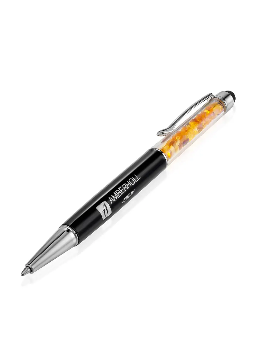картинка Ручка с натуральным янтарём и логотипом АМБЕРХОЛЛ в онлайн магазине