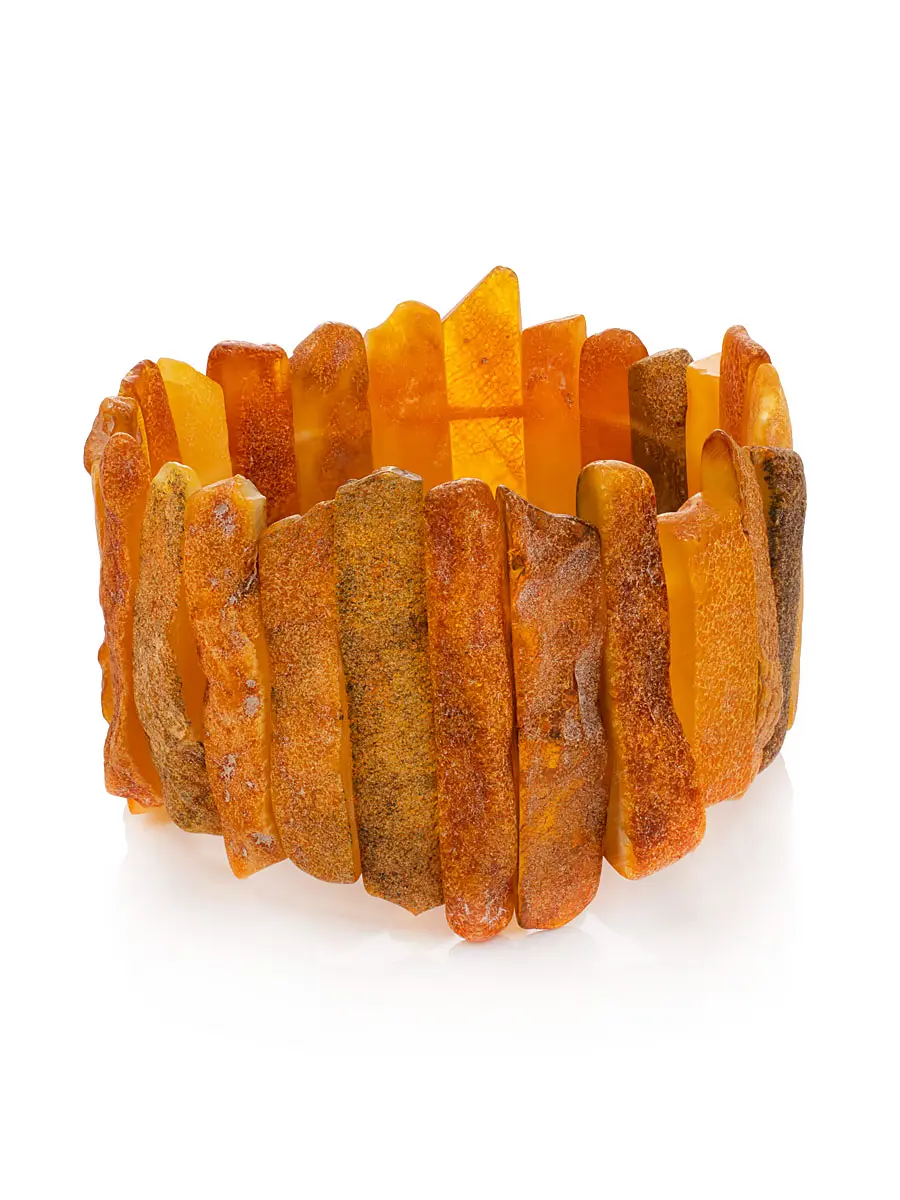 картинка Лечебный браслет из янтаря с природной коркой «Помпеи» в онлайн магазине