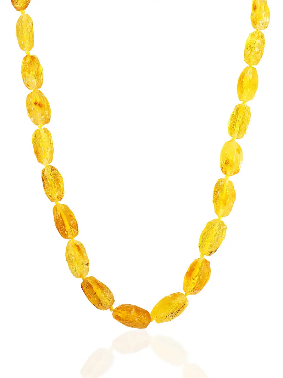 картинка Бусы с лечебным эффектом из натурального янтаря «Оливка кусанка лимонная» в онлайн магазине