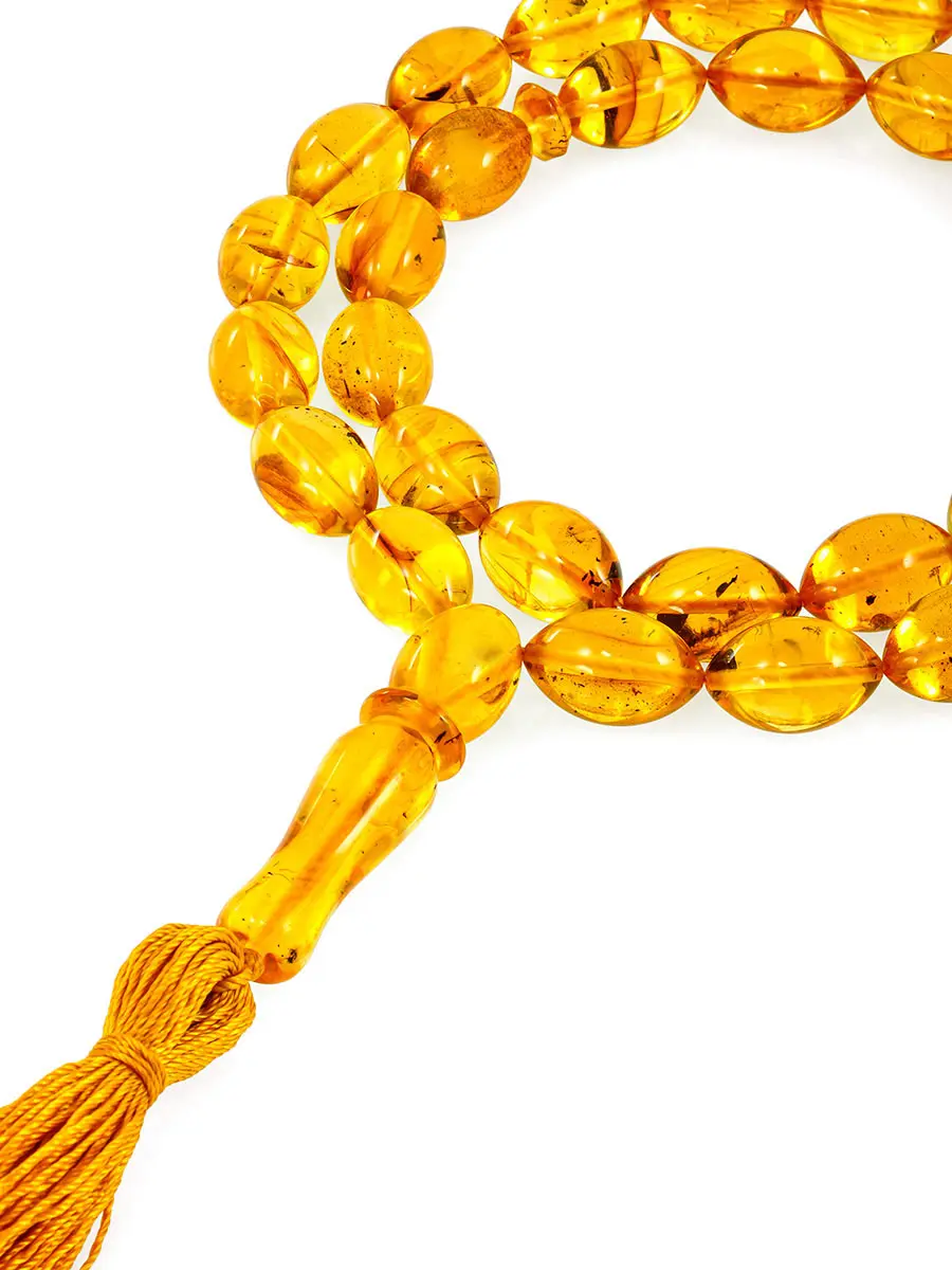 картинка Янтарные четки на 33 бусины золотистого цвета в онлайн магазине