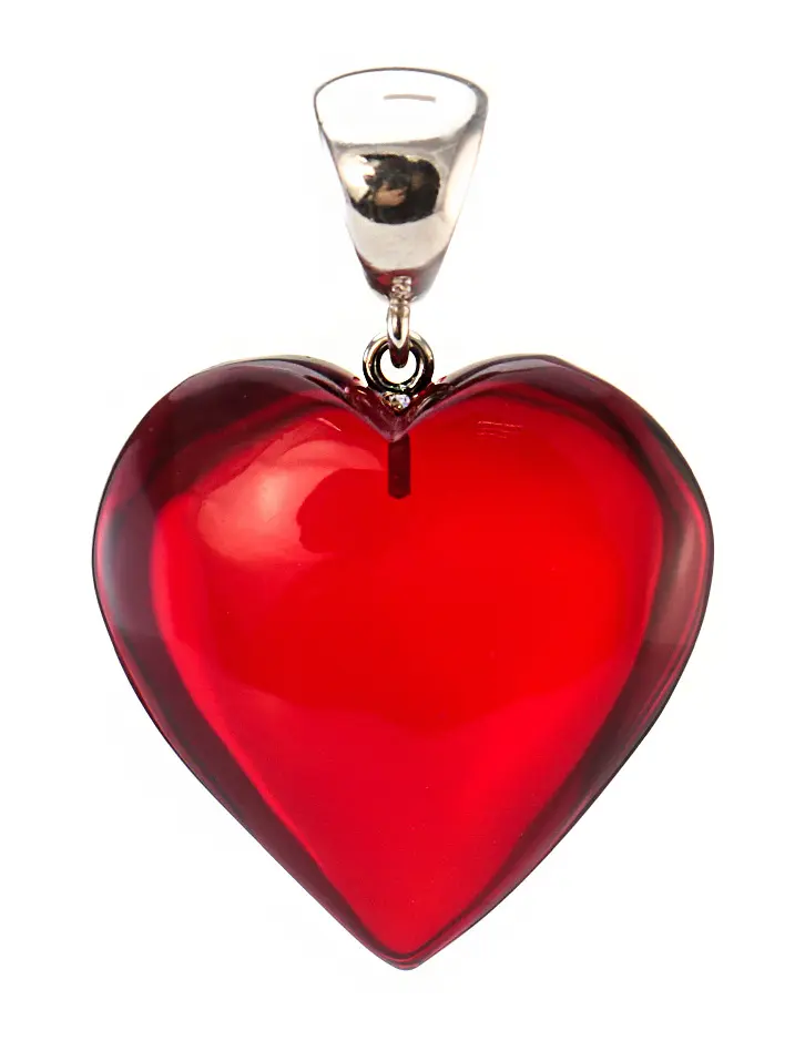 картинка Великолепный кулон из натурального колумбийского янтаря «Пурпурное сердце крупное» в онлайн магазине