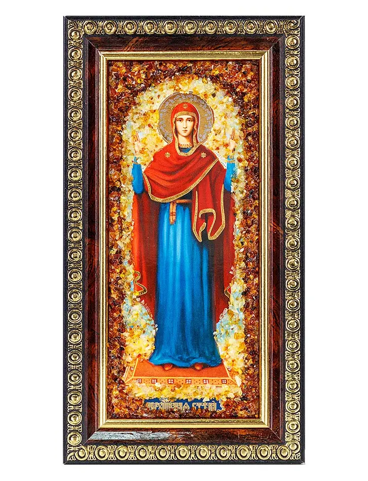 картинка Икона Божией Матери «Нерушимая стена» с натуральным янтарём в онлайн магазине