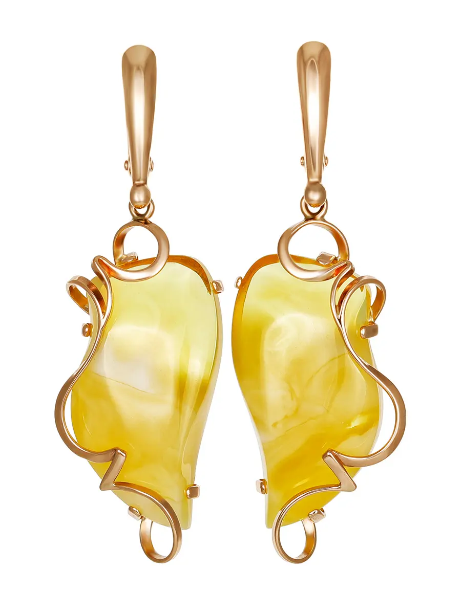 картинка Изысканные серьги «Риальто» из золота и натурального медового янтаря в онлайн магазине