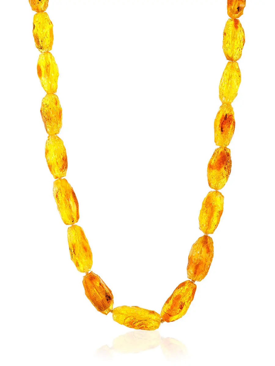 картинка Лечебные бусы из натурального янтаря «Оливка кусаная золотистая» в онлайн магазине