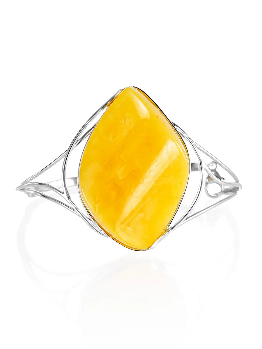 картинка Яркий браслет из серебра и натурального янтаря медового цвета в онлайн магазине