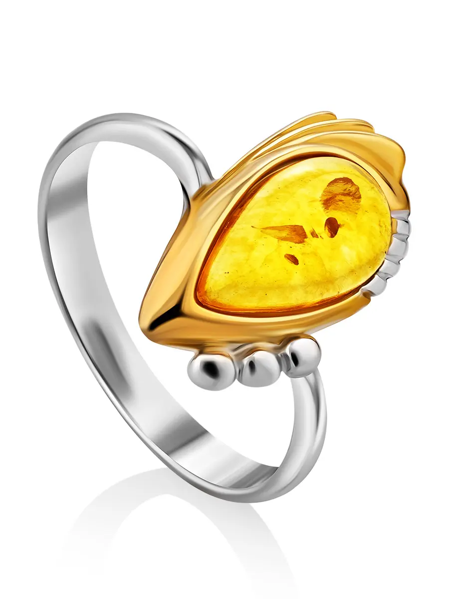 картинка Нежное кольцо «Алиби» из натурального золотистого янтаря в онлайн магазине