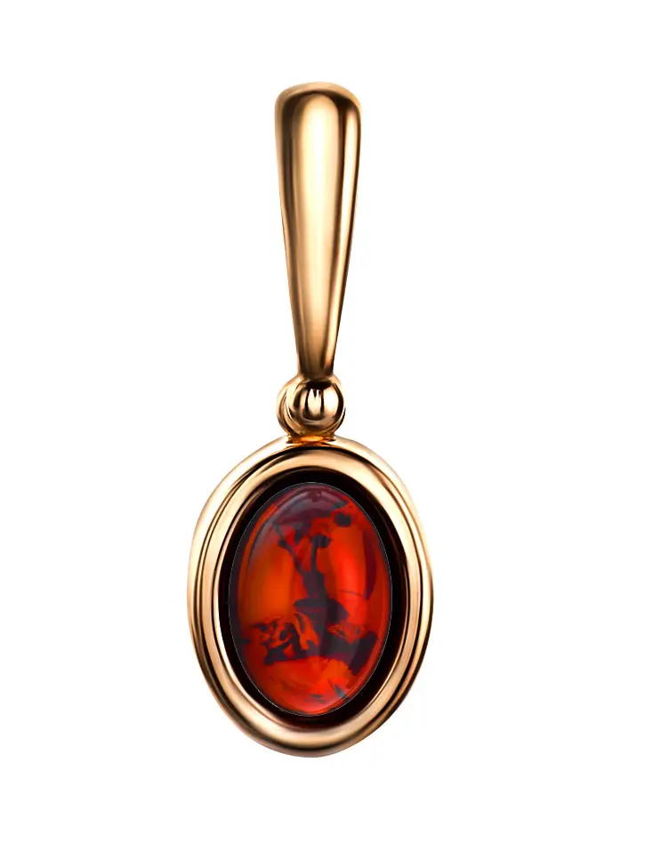 картинка Элегантный позолоченный кулон с вишнёвым янтарём «Годжи» в онлайн магазине