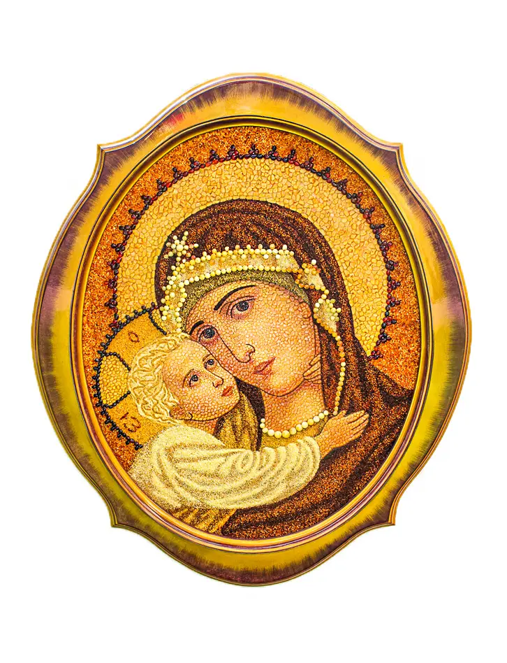 картинка Икона Божией Матери из натурального янтаря «Умиление» в онлайн магазине