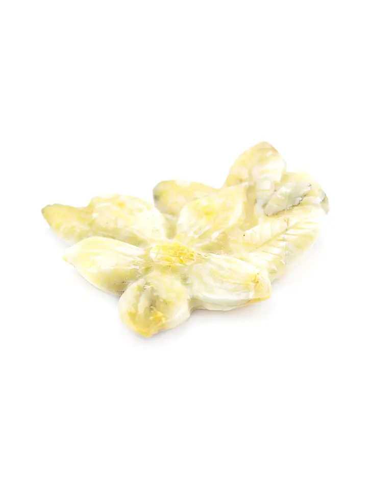 картинка Сувенир-резьба из натурального янтаря  «Цветок с листьями» 62х11 в онлайн магазине