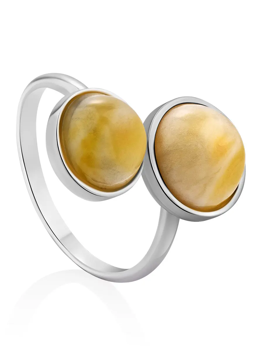 картинка Стильное кольцо с медовым янтарём Palazzo в онлайн магазине