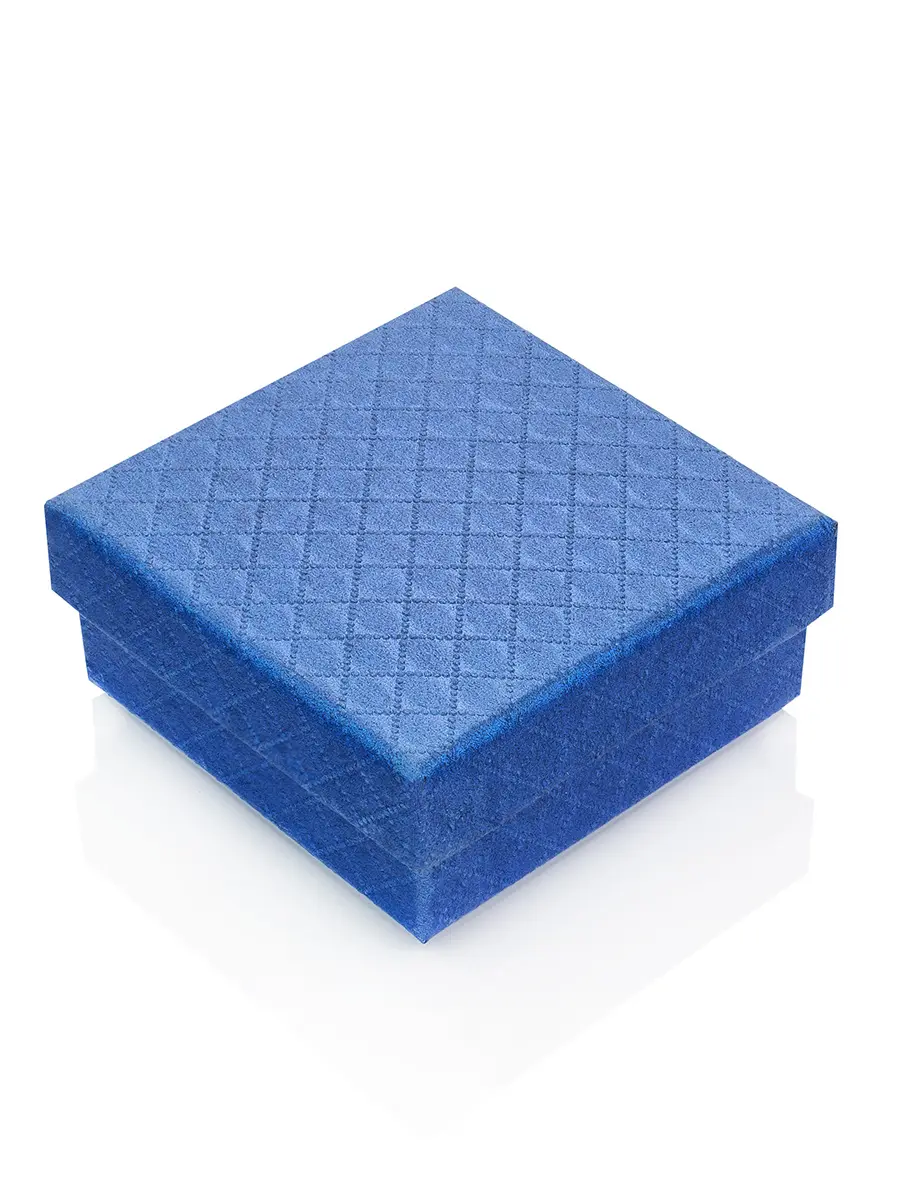 картинка Гофрированная синяя коробочка для ювелирных изделий 60х60х30 мм в онлайн магазине