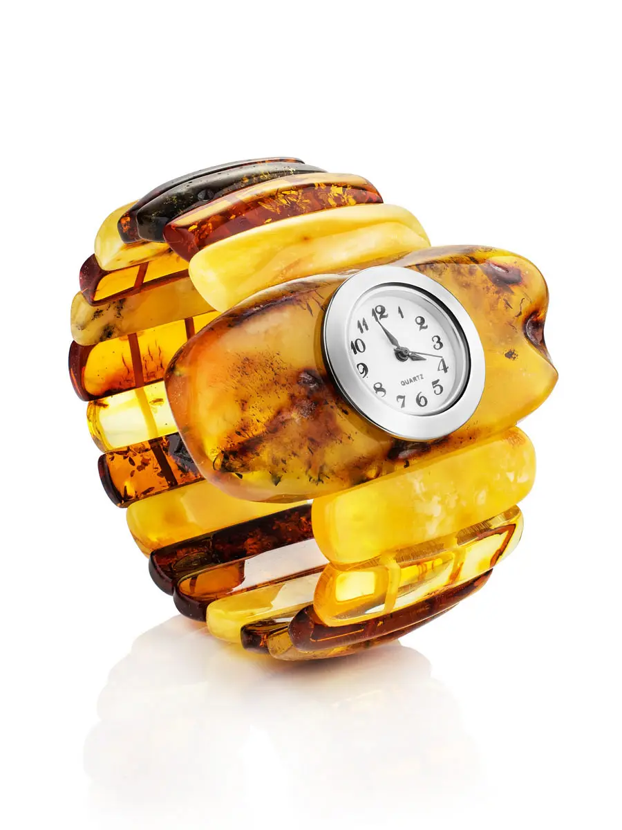 картинка Оригинальные наручные часы на браслете из натурального балтийского янтаря в онлайн магазине