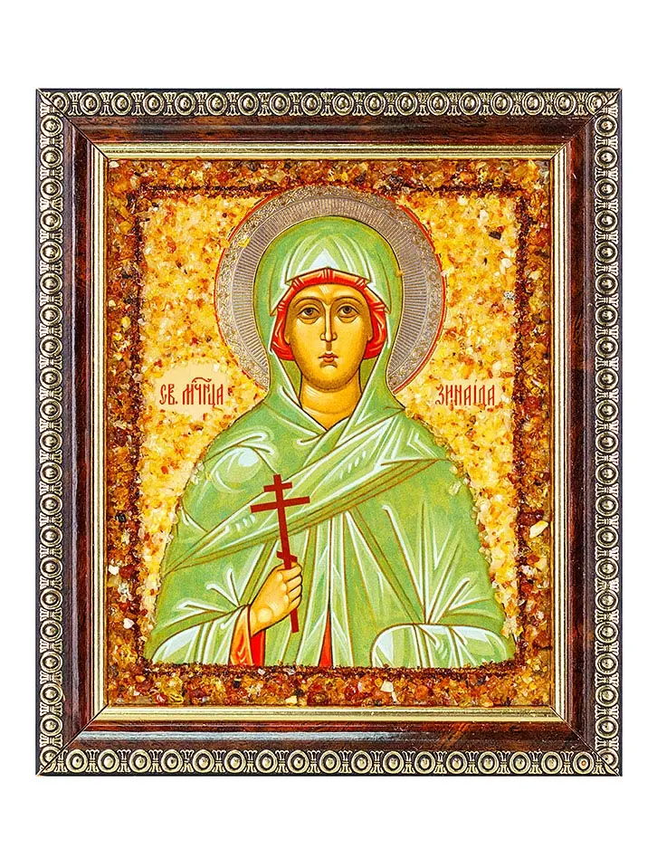 картинка «Святая мученица Зинаида». Икона, украшенная янтарём в онлайн магазине