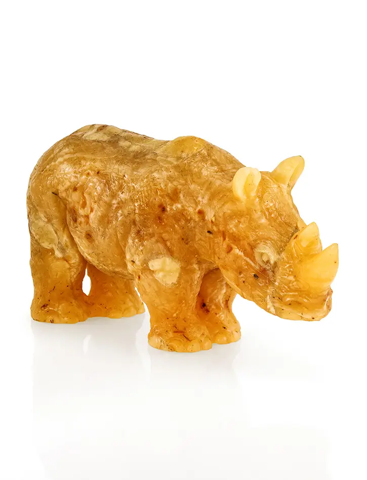 картинка Объёмная резная статуэтка «Носорог» из натурального балтийского янтаря в онлайн магазине