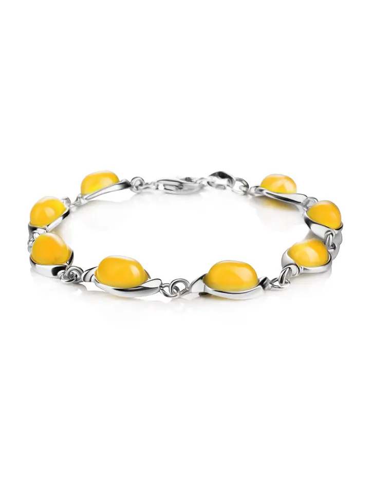 картинка Изящный браслет из натурального янтаря медового цвета «Сюита» в онлайн магазине