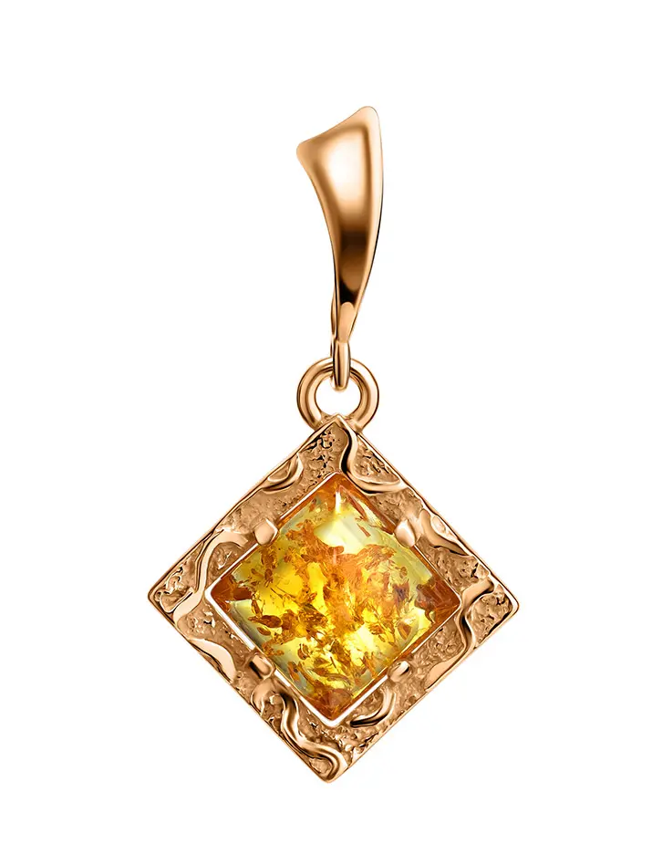 картинка Позолоченный кулон «Авангард» с золотистым янтарём в онлайн магазине