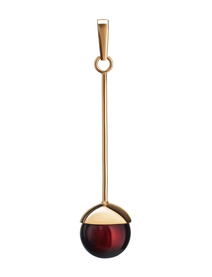 картинка Удлинённый кулон «Париж» из янтаря вишнёвого цвета в онлайн магазине