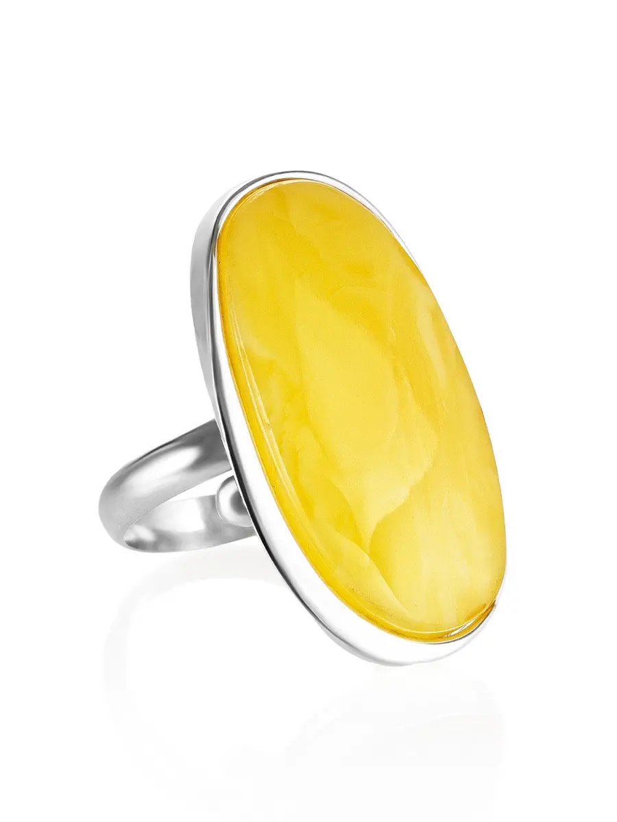 картинка Кольцо с вставкой из светлого медового янтаря «Лагуна» в онлайн магазине