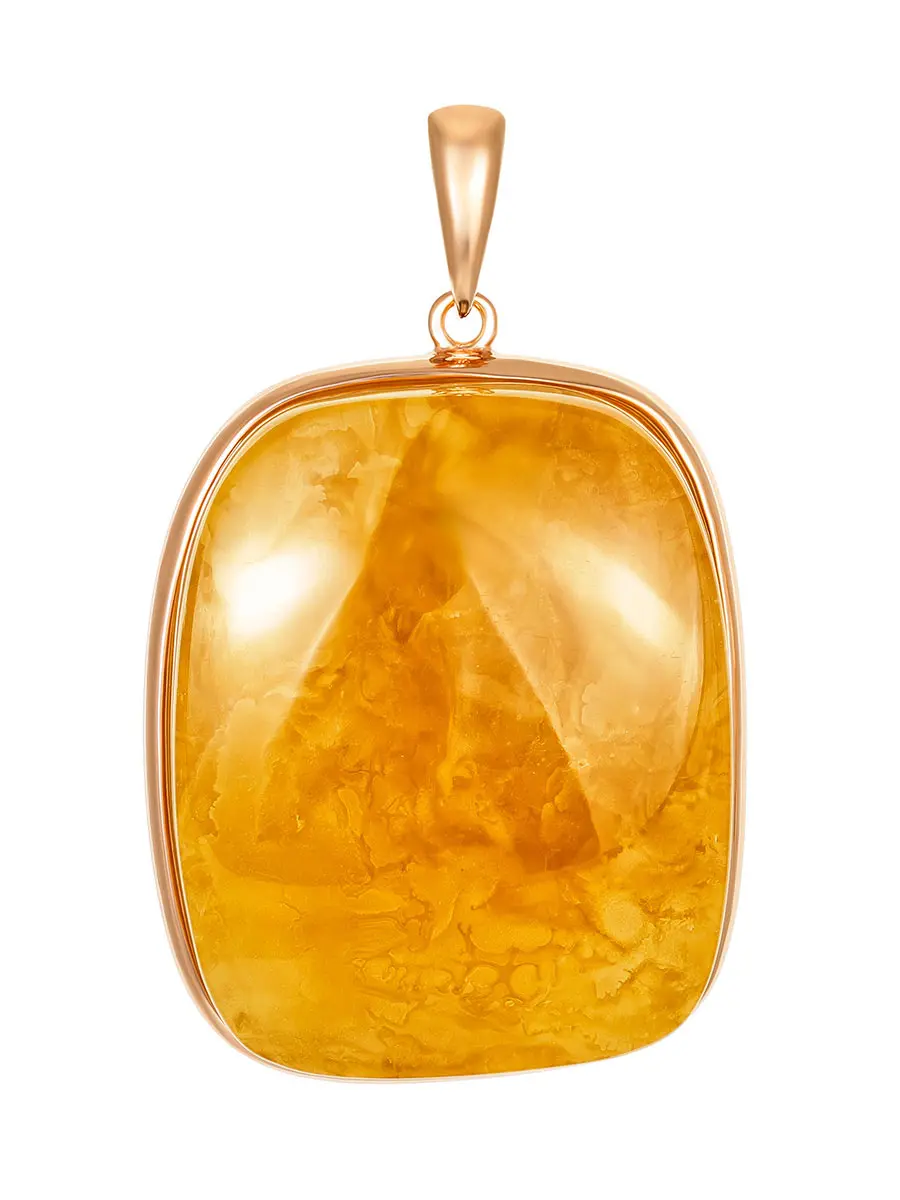 картинка Эффектный кулон из натурального медового янтаря в позолоченной оправе в онлайн магазине