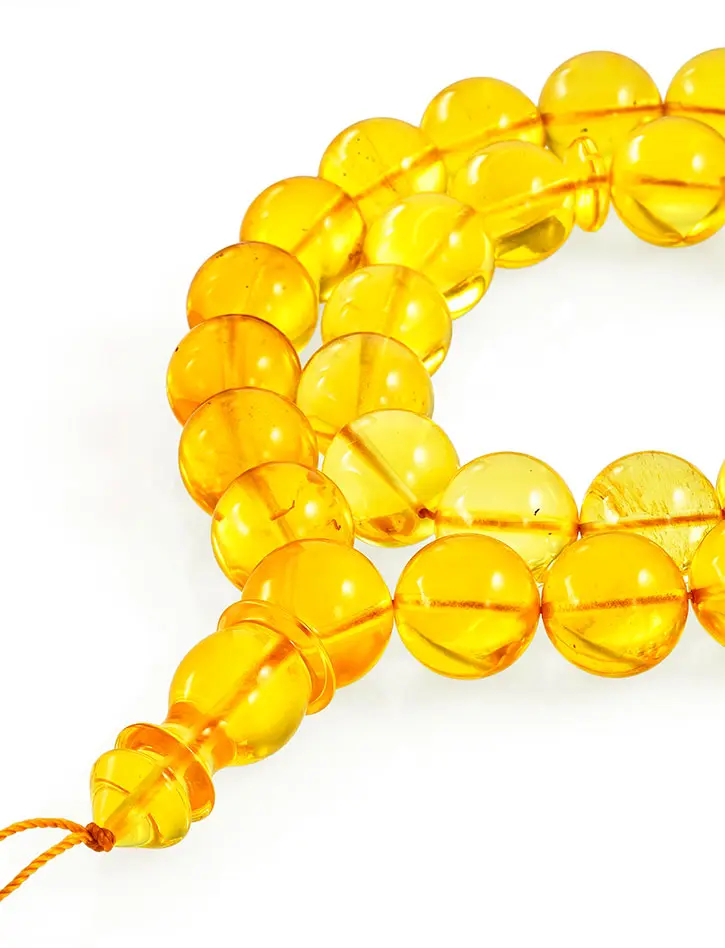 картинка Крупные чётки из натурального цельного янтаря «Шар лимонный» в онлайн магазине