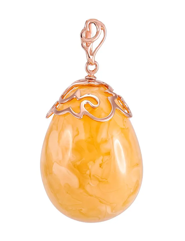 картинка Подвеска из натурального балтийского янтаря молочно-медового цвета и золота «Версаль» в онлайн магазине