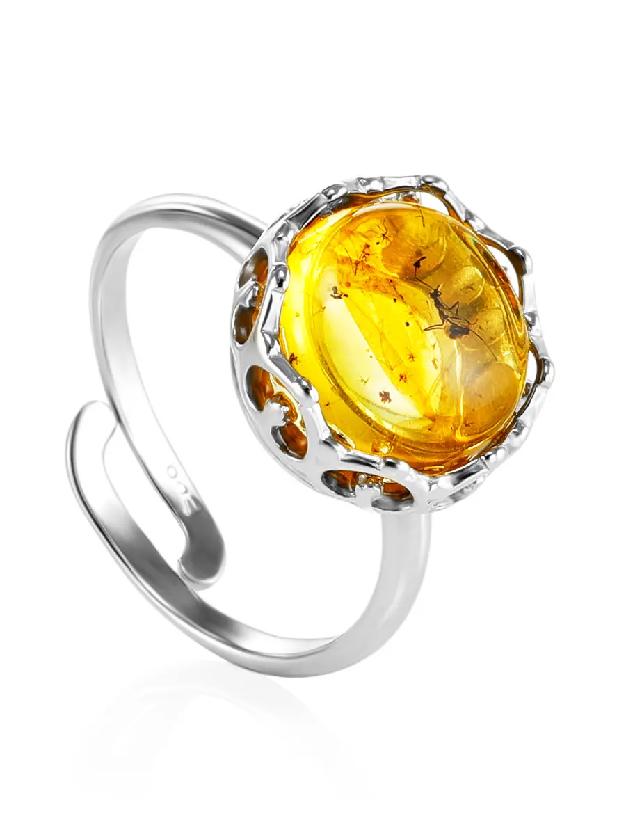 картинка Серебряное кольцо, украшенное янтарём с включением муравья «Клио» в онлайн магазине