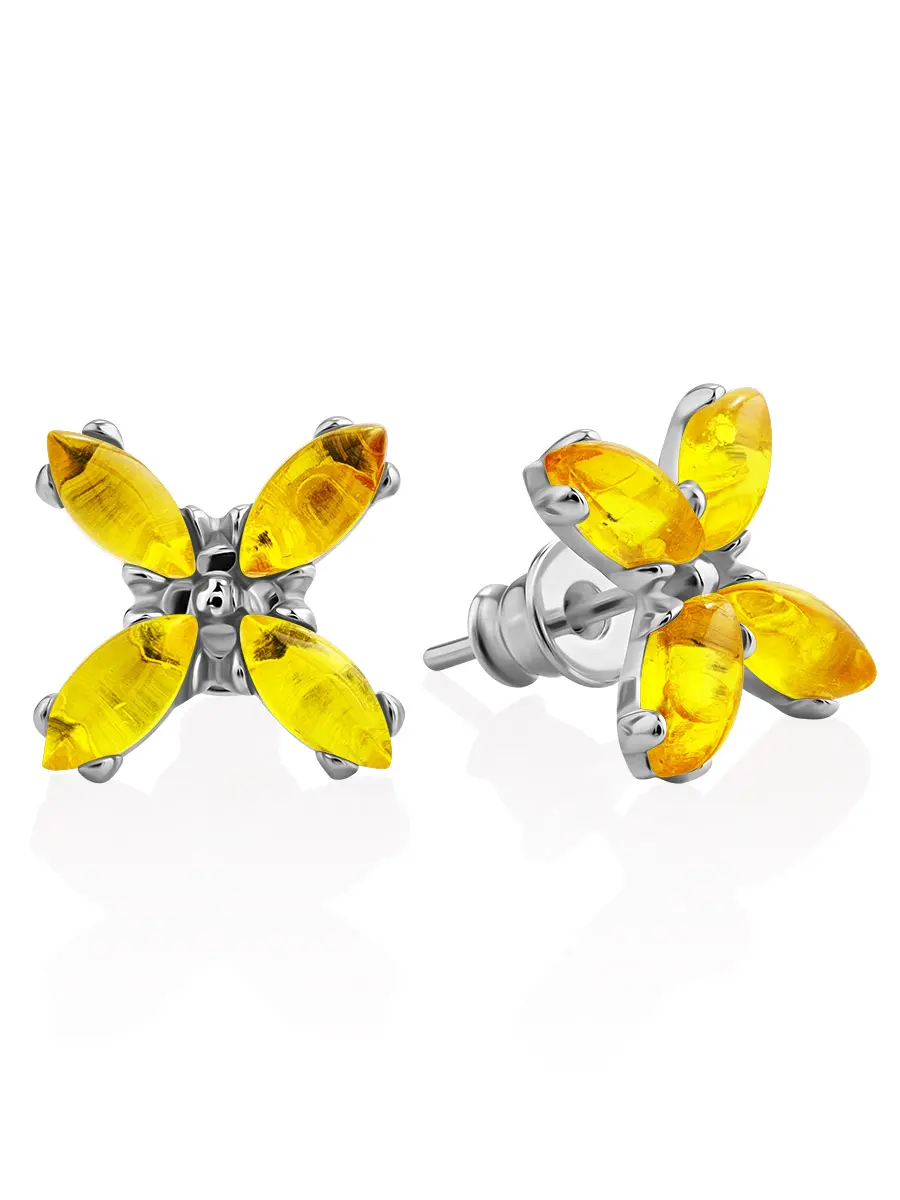картинка Лёгкие стильные серьги из лимонного янтаря «Суприм» в онлайн магазине