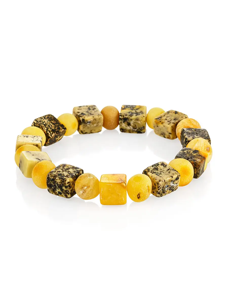 картинка Браслет из матовых янтарных бусин разной формы в онлайн магазине