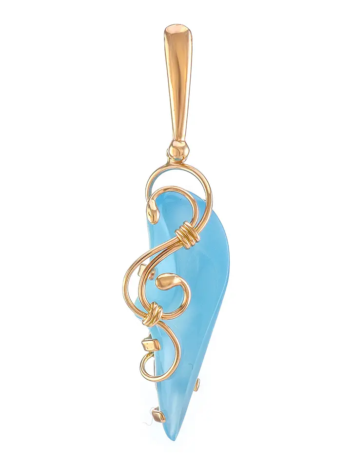 картинка Нежная подвеска из золота с голубым халцедоном «Серенада» в онлайн магазине