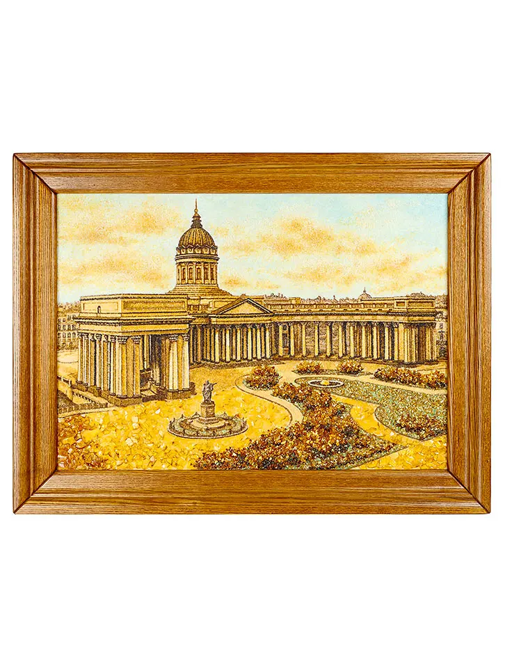картинка Роскошная янтарная картина «Казанский собор в Санкт-Петербурге» в онлайн магазине