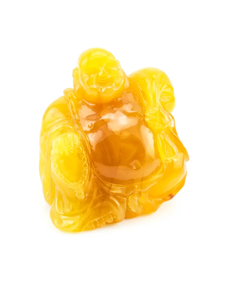 картинка Сувенир из натурального янтаря медового цвета «Хотэй (Смеющийся Будда)» в онлайн магазине