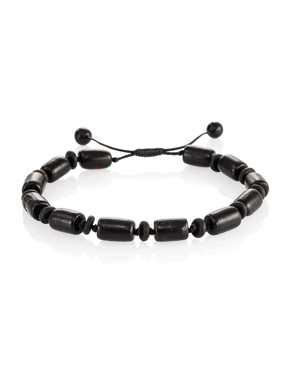 картинка Чёрный браслет из натурального балтийского янтаря «Куба» в онлайн магазине