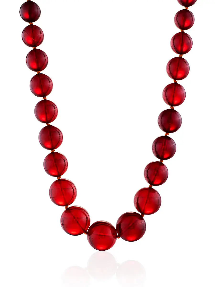 картинка Бусы «Шары» из натурального янтаря насыщенного красного цвета в онлайн магазине