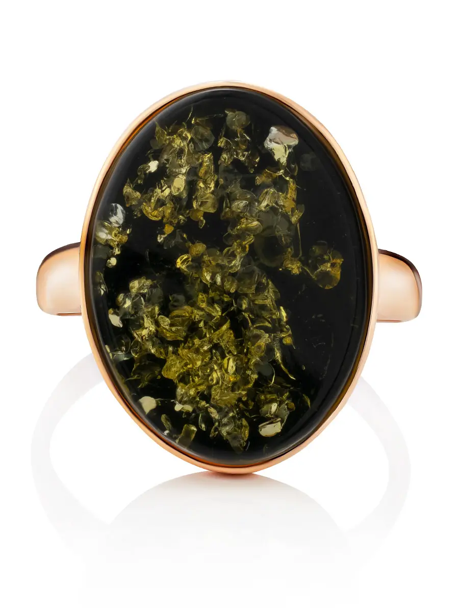 картинка Элегантное кольцо из тёмно-зелёного янтаря «Бенефис» в онлайн магазине