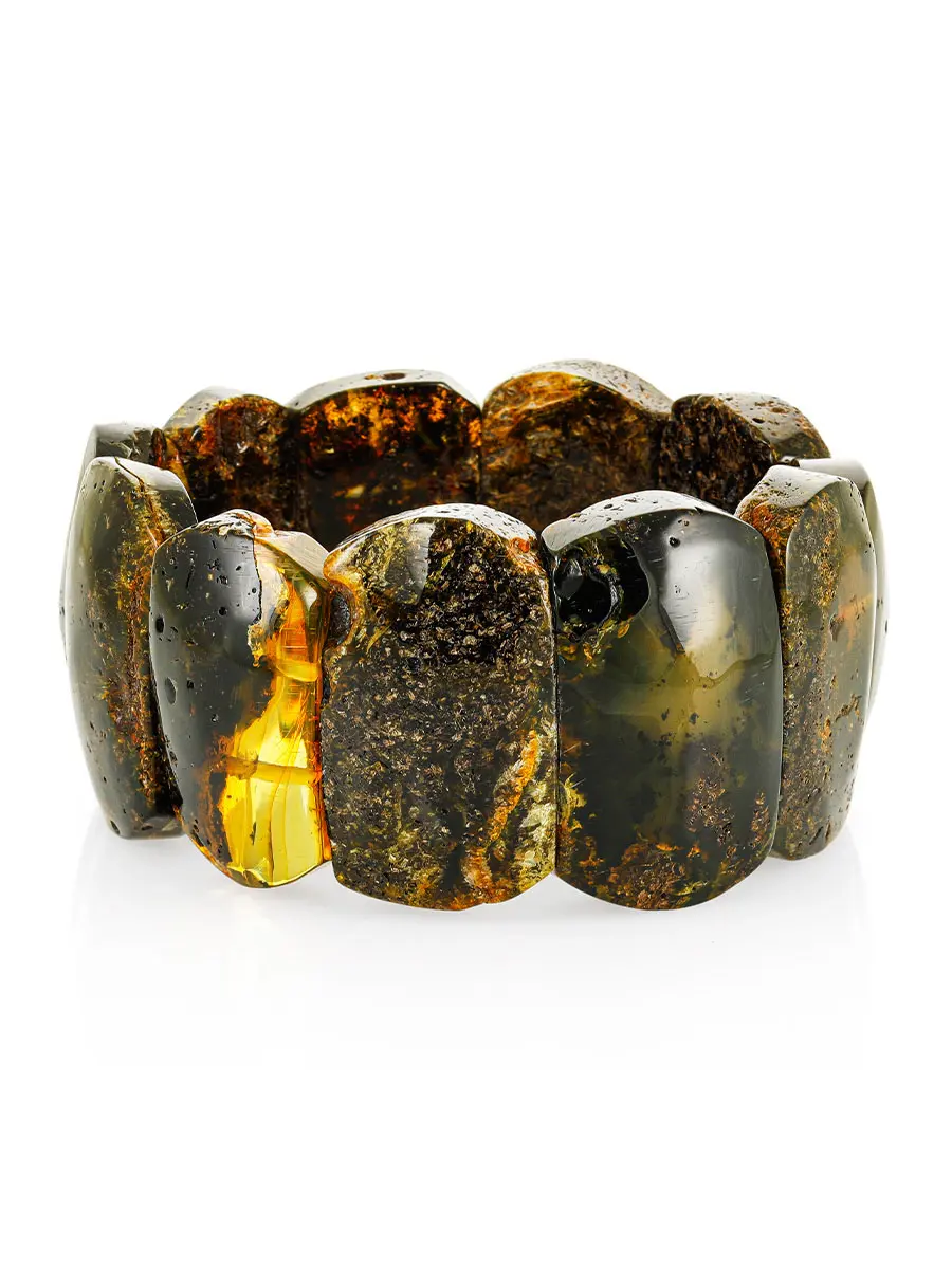 картинка Роскошный объёмный браслет из натурального цельного янтаря «Помпеи» в онлайн магазине