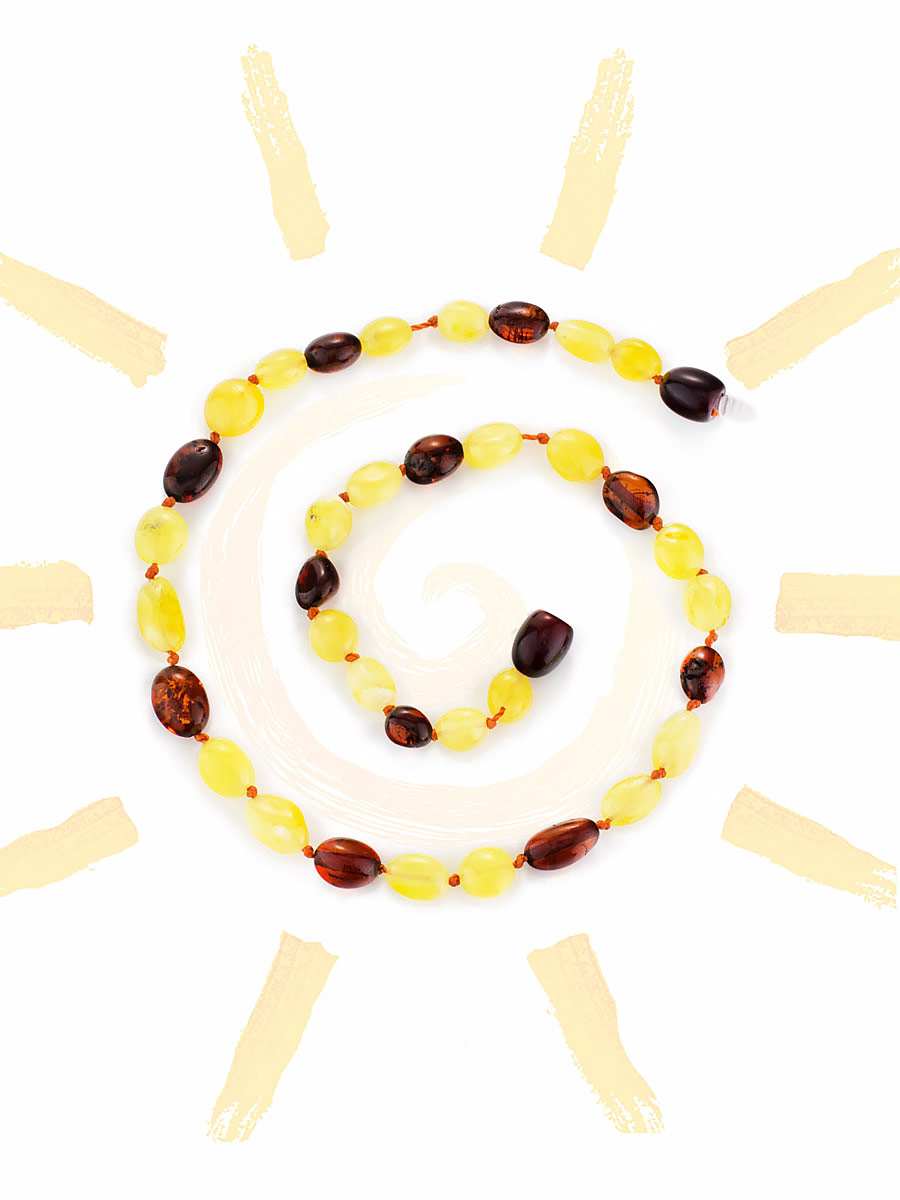 

Детские бусы-оливки из натурального балтийского янтаря, Микс