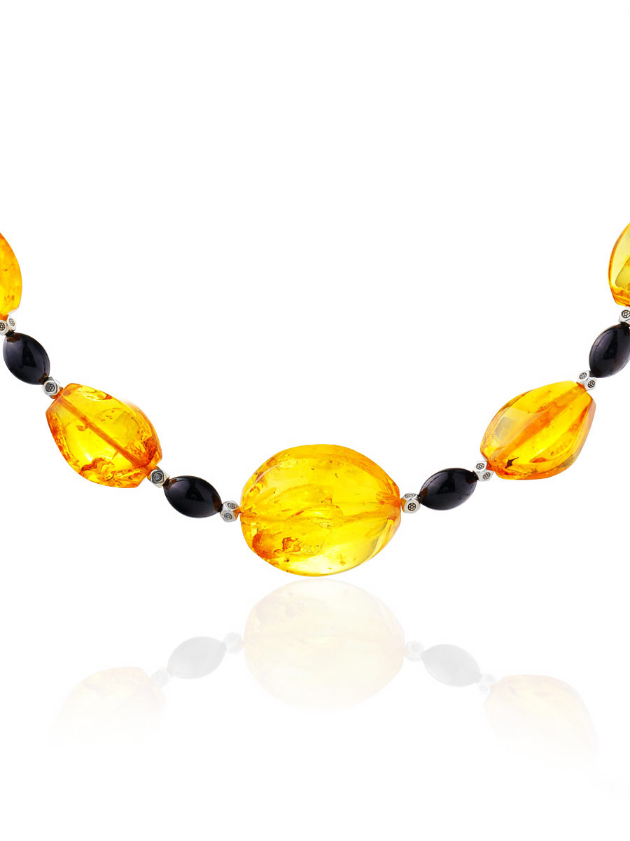 

Яркое стильное колье из натурального балтийского янтаря двух цветов, Микс