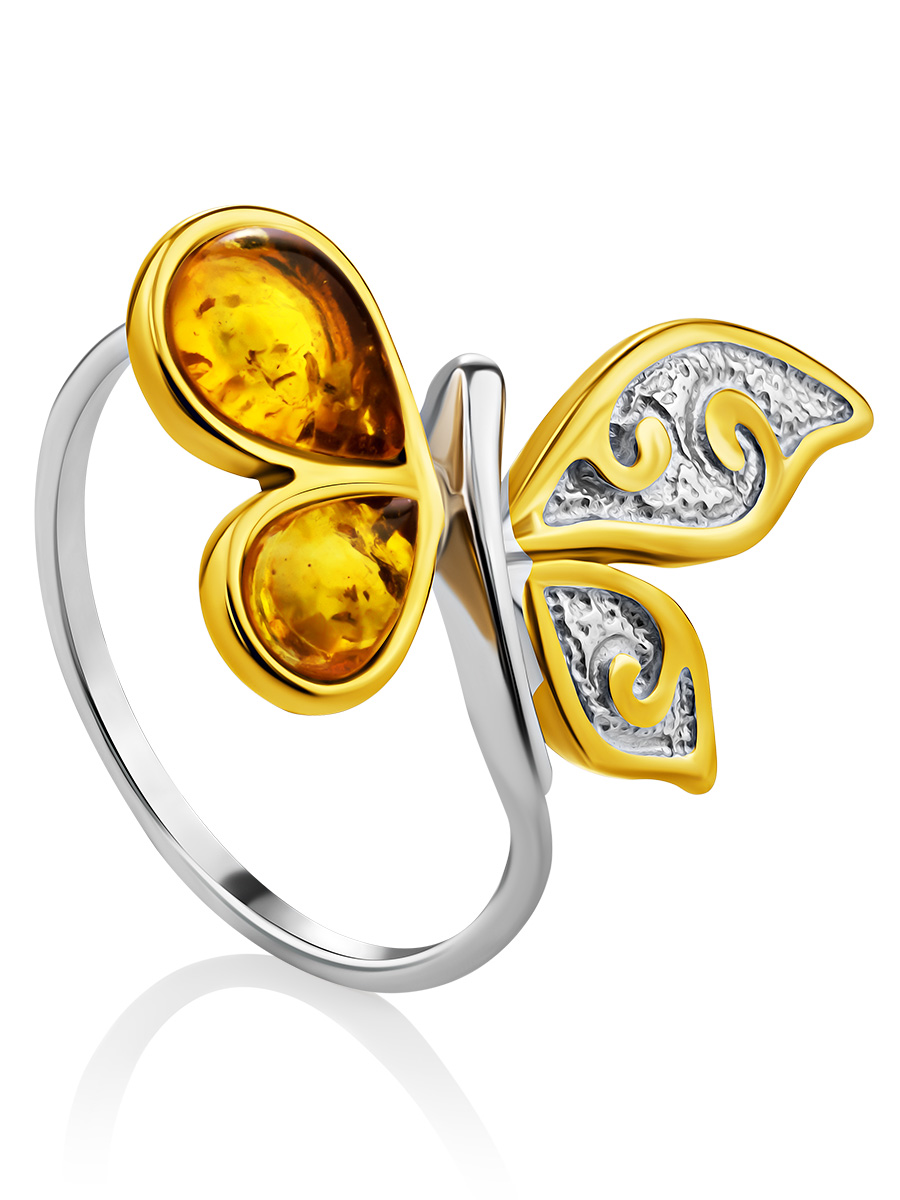 Красивое кольцо «Апрель» из янтаря