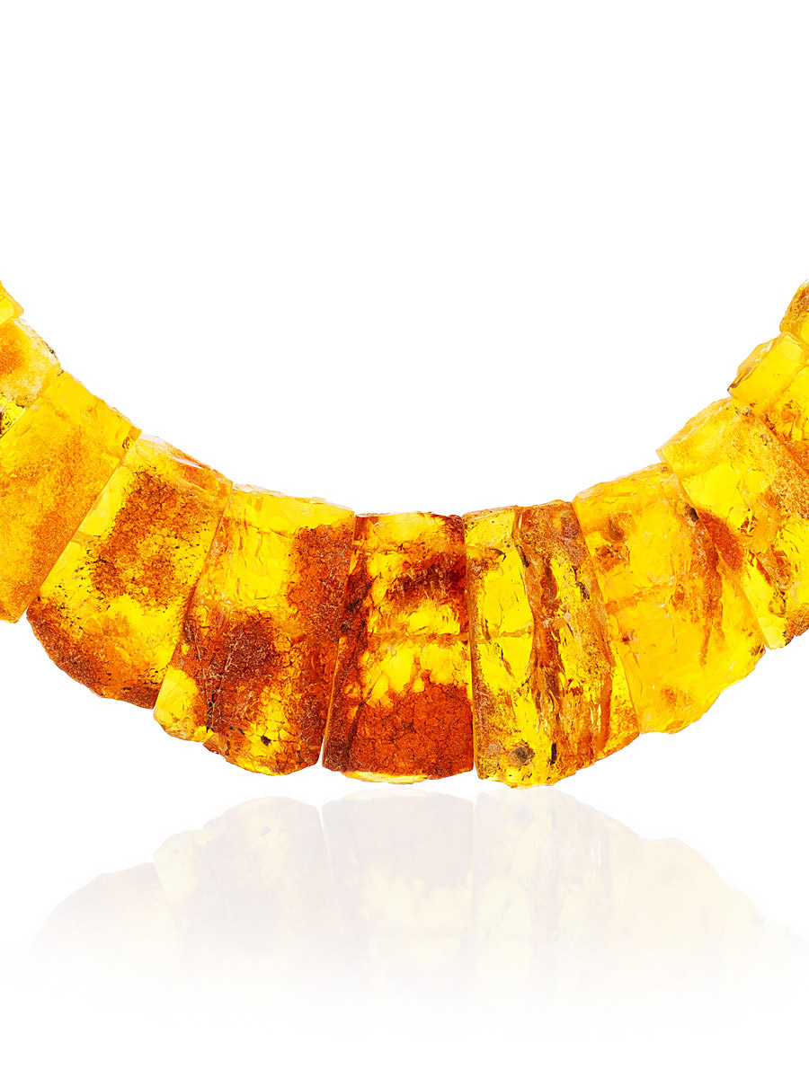 

Красивое колье из натурального янтаря золотистого цвета «Помпеи», Лимонный;коньячный