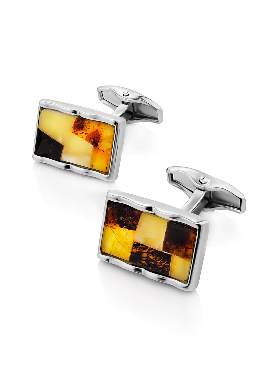 

Оригинальные запонки с натуральным янтарём, Микс