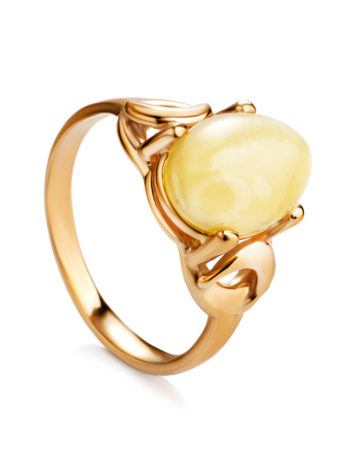 Изысканное кольцо «Пруссия» с медовым янтарём