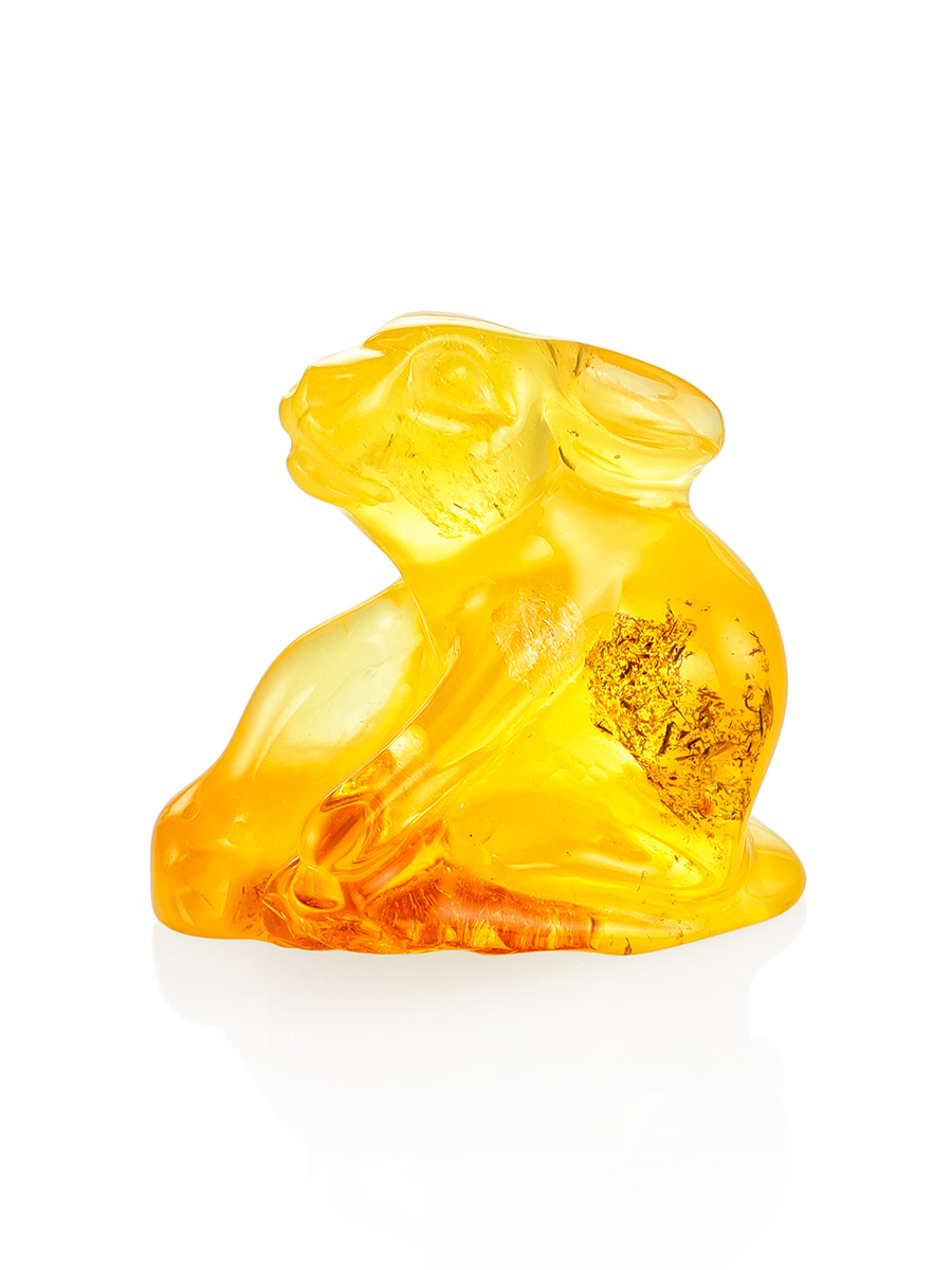 

Сувенир-резьба из натурального цельного янтаря «Кролик», Лимонный