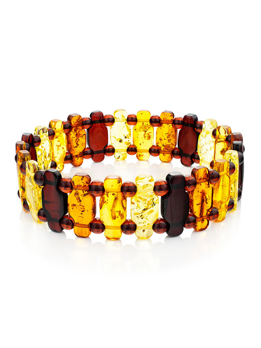 

Необычный плоский браслет из натурального янтаря с искрящейся текстурой, Микс