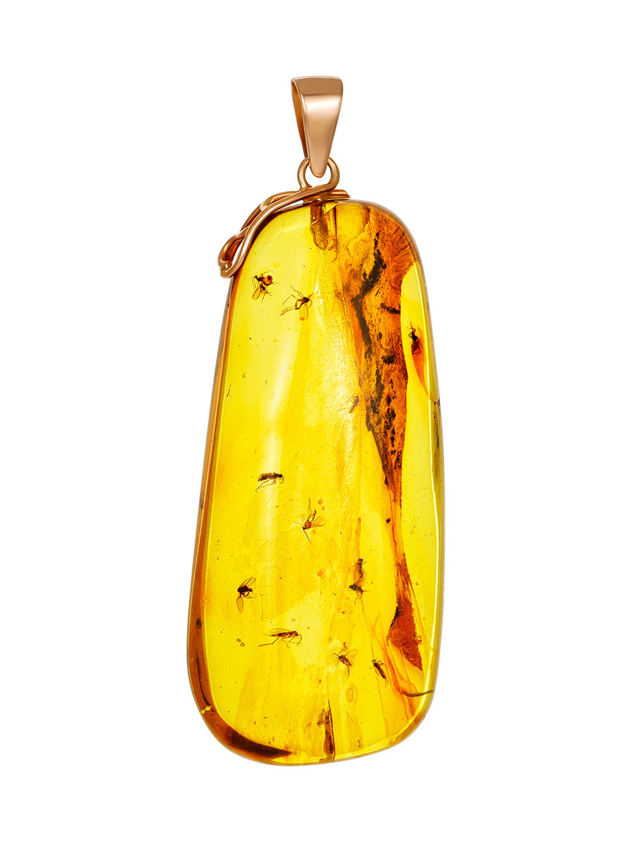 

Кулон из натурального янтаря с инклюзами «Клио», Лимонный