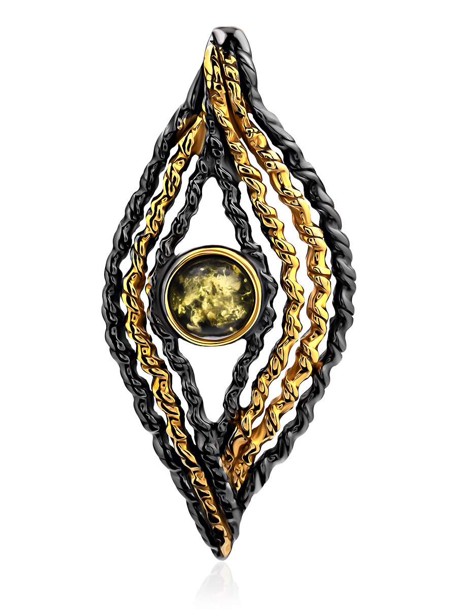 

Оригинальная подвеска из натурального зелёного янтаря «Окулус», Зеленый