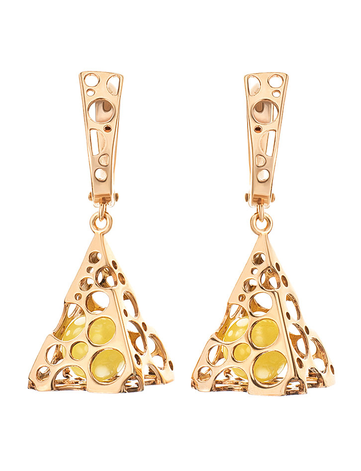 

Эффектные серьги из натурального янтаря «Женева», Медовый