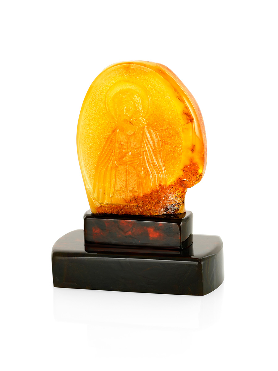 

Резная икона «Серафим Саровский» из натурального балтийского янтаря, Микс